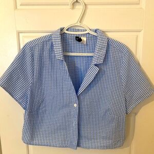 Gingham blue crop blouse
